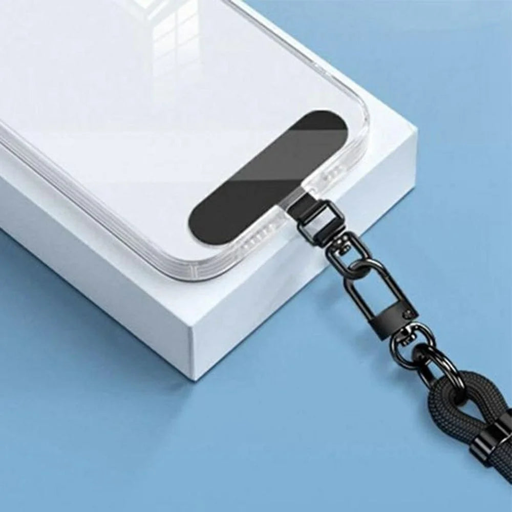 Metal Oval Phone Tether Tab 360° Rotatable Metal Hook Phone Strap Replacement Part - Black - 4