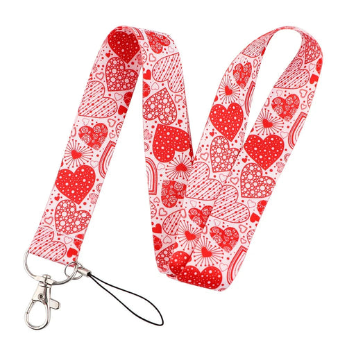 Universal Phone Lanyard Neck Strap ID Badge Card Holder Keychain Heart Pattern Strap Rope - AL426-3 - 1