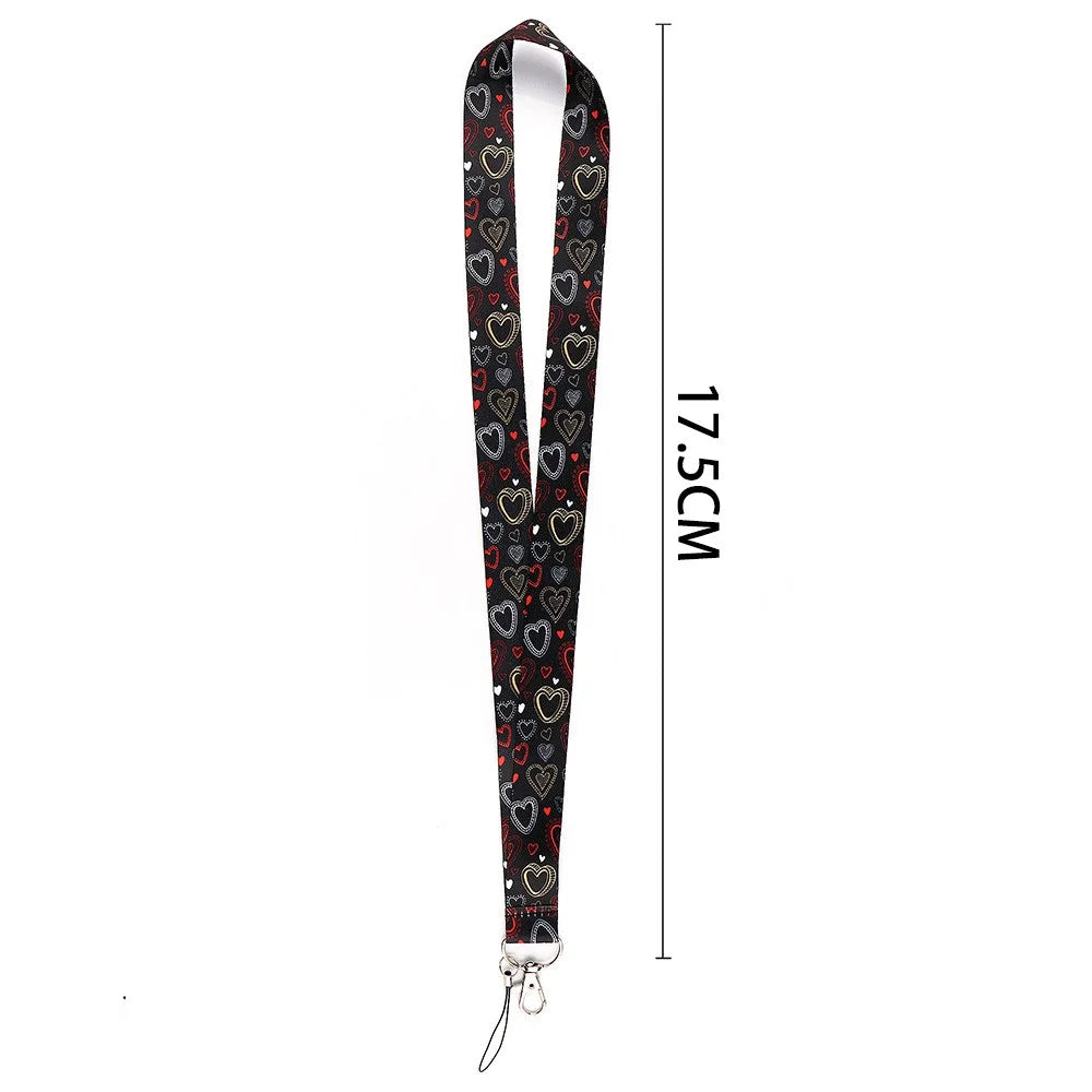 Universal Phone Lanyard Neck Strap ID Badge Card Holder Keychain Heart Pattern Strap Rope - AL426-3 - 3