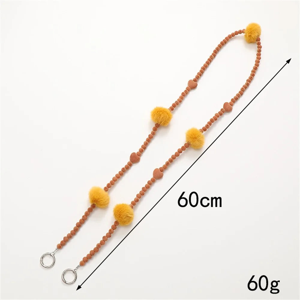 Plant Velvet Beaded Phone Lanyard Stylish Crossbody Chain for Phone Case - Rose - 4