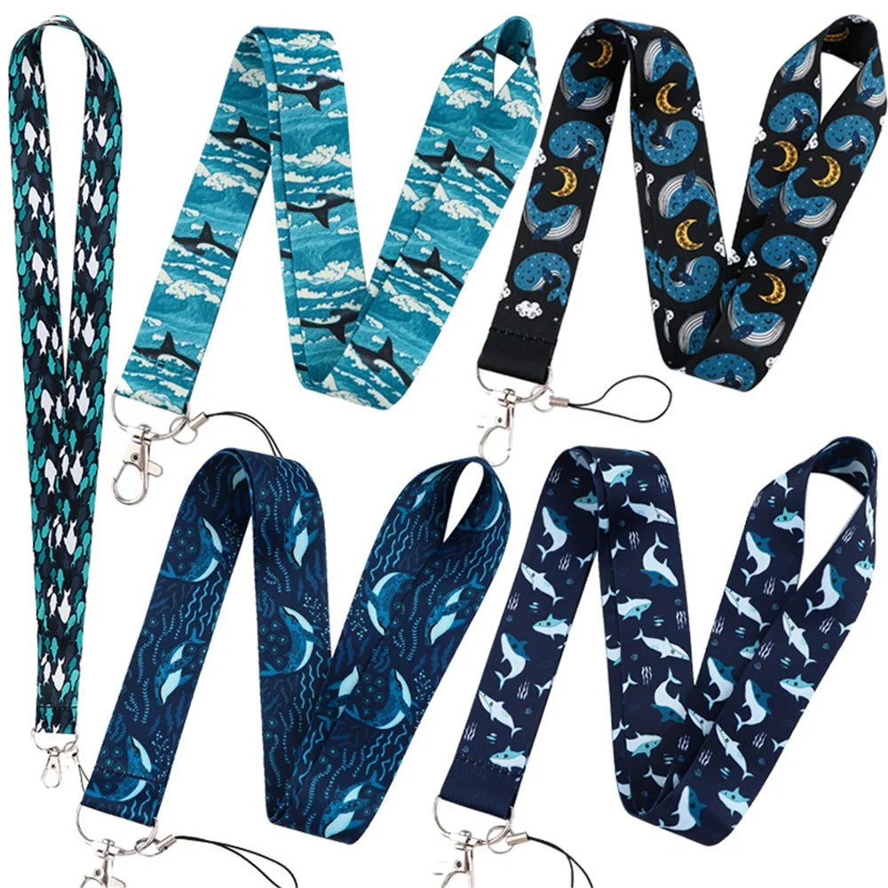 Universal Phone Lanyard Shark Whale Pattern Rope Keychain ID Badge Card Holder Nylon Neck Strap - AL438-4 - 5