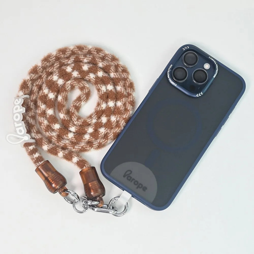 AROPE 120cm Polyester Phone Lanyard Crossbody Strap with Phone Tether Tab , Winter / Autumn Style - Dark Brown - 2
