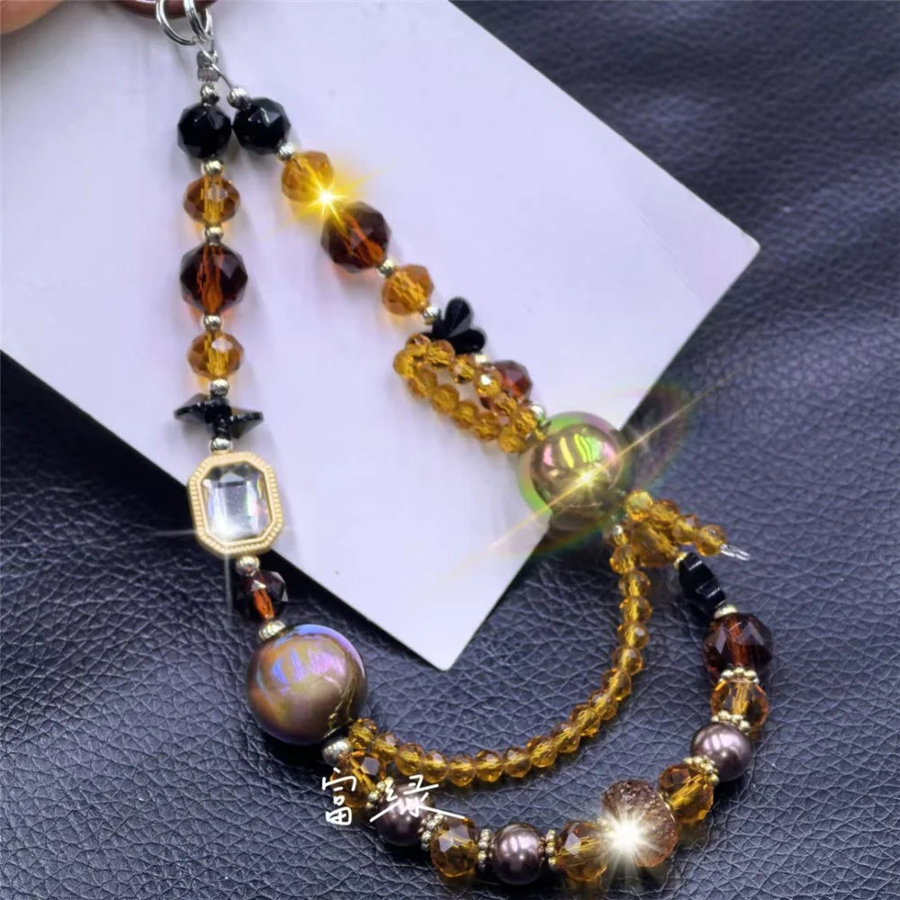 Colorful Beaded Phone Lanyard 26cm Short Phone Wristlet Strap Mobile Accessory - Style A - 1