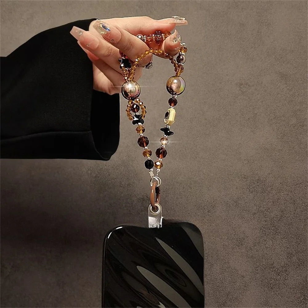 Colorful Beaded Phone Lanyard 26cm Short Phone Wristlet Strap Mobile Accessory - Style A - 2