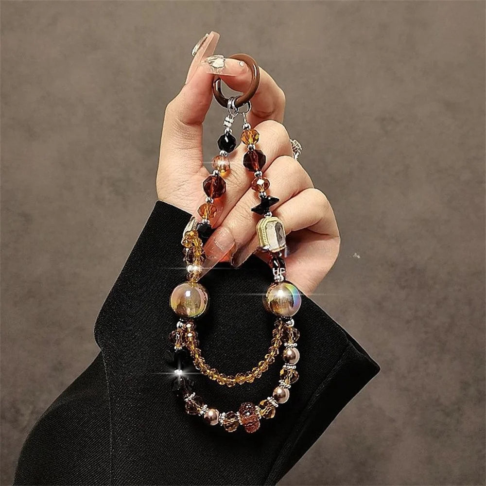 Colorful Beaded Phone Lanyard 26cm Short Phone Wristlet Strap Mobile Accessory - Style A - 3