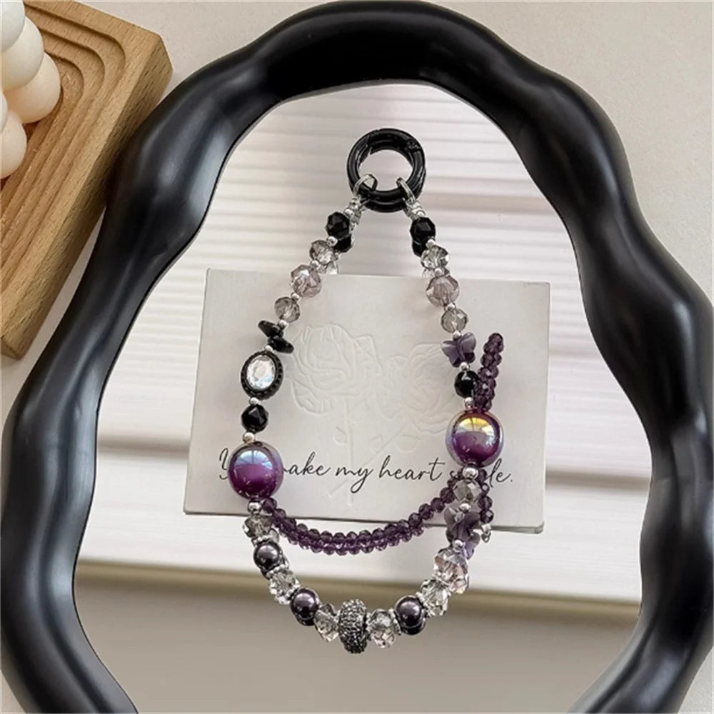 Colorful Beaded Phone Lanyard 26cm Short Phone Wristlet Strap Mobile Accessory - Style A - 4