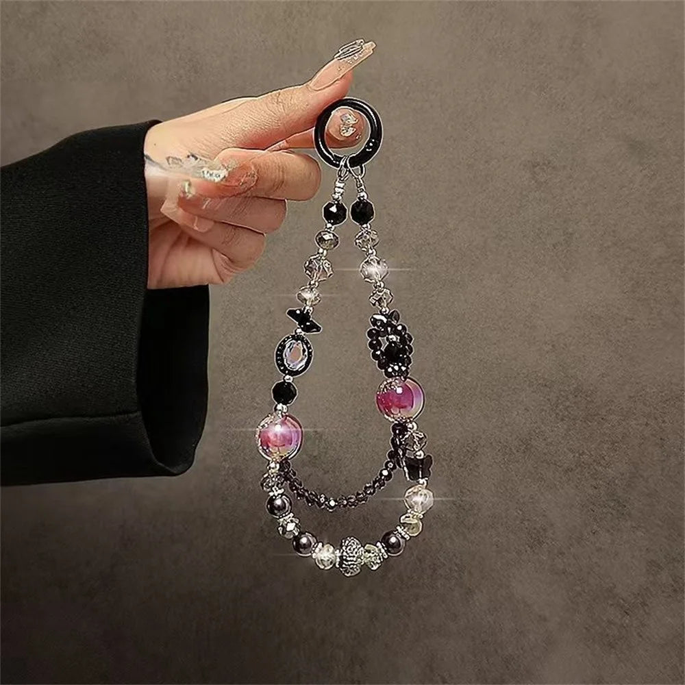Colorful Beaded Phone Lanyard 26cm Short Phone Wristlet Strap Mobile Accessory - Style A - 5
