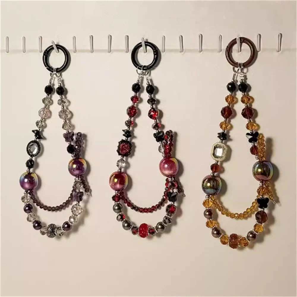 Colorful Beaded Phone Lanyard 26cm Short Phone Wristlet Strap Mobile Accessory - Style A - 6