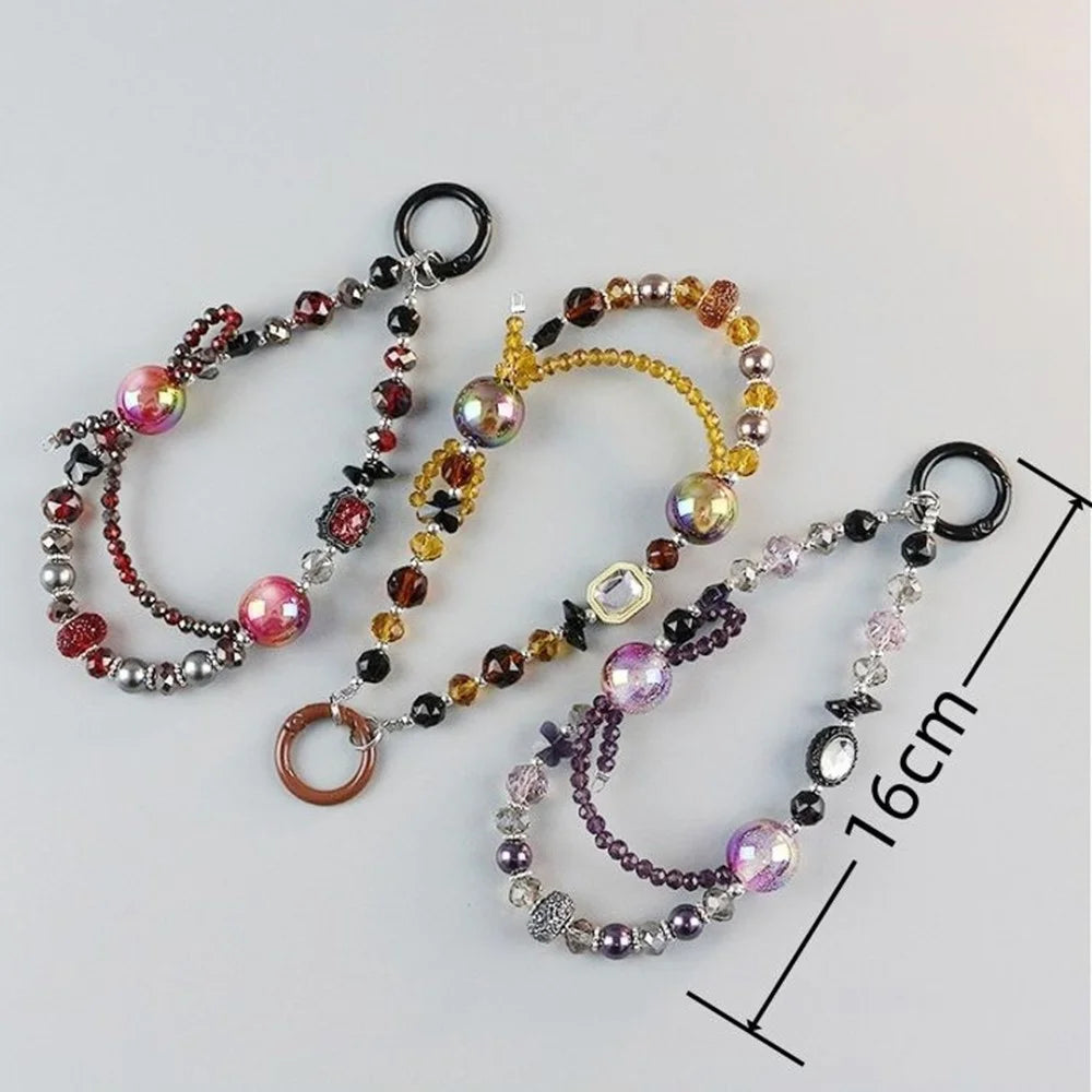 Colorful Beaded Phone Lanyard 26cm Short Phone Wristlet Strap Mobile Accessory - Style A - 7