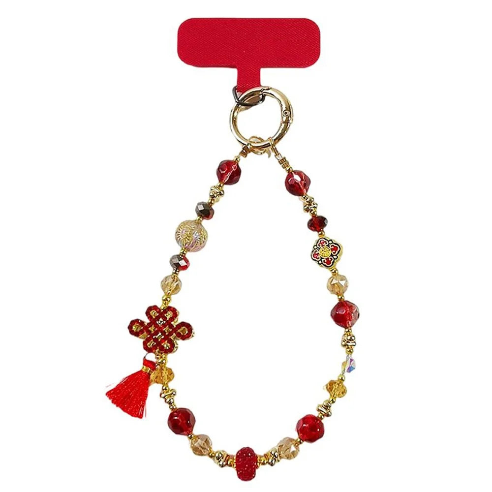 Knot Phone Lanyard Strap 26cm Length Phone Wristlet Accessory with Tether Tab - Red - 1