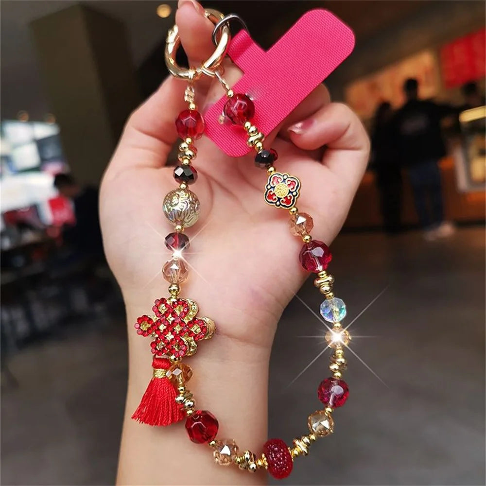 Knot Phone Lanyard Strap 26cm Length Phone Wristlet Accessory with Tether Tab - Red - 4