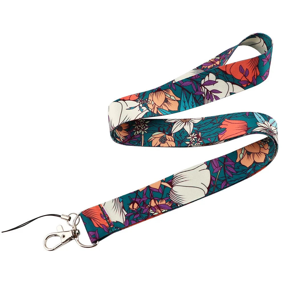 Chinese Rose Pattern Phone Lanyard Neck Strap for ID Card Holder Phone Keys Badge Holder - AL661-1 - 1