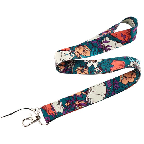 Chinese Rose Pattern Phone Lanyard Neck Strap for ID Card Holder Phone Keys Badge Holder - AL661-1 - 1