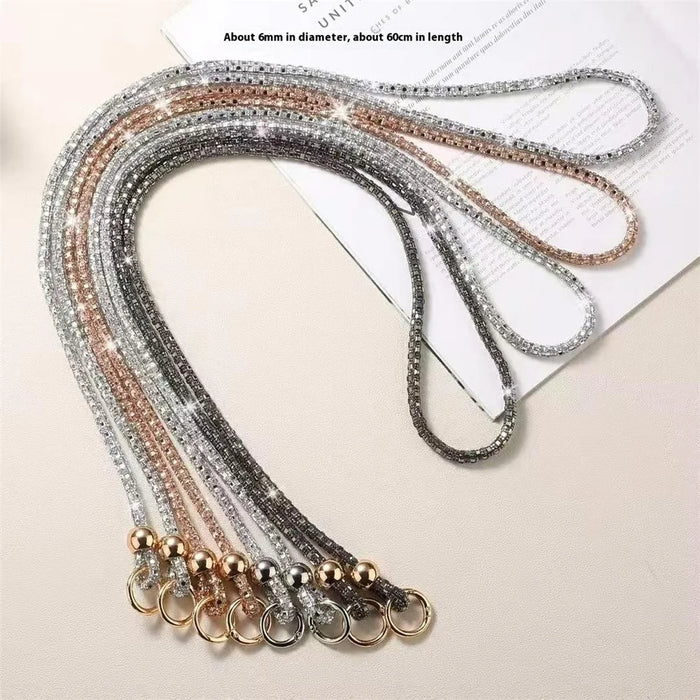 Crystal Beaded Phone Lanyard Crossbody Strap with Tether Tab for Mobile Devices - Crystal Gold - 3