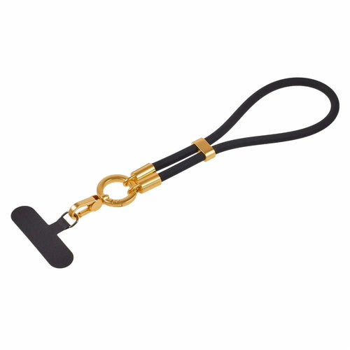 30cm Silicone Phone Lanyard Short Strap Adjustable Cord with Tether Tab - Black - 1