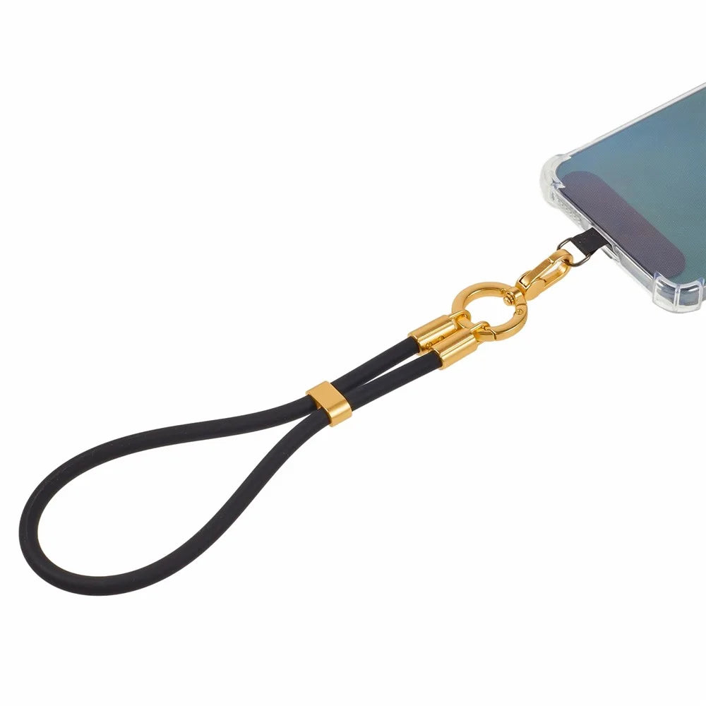 30cm Silicone Phone Lanyard Short Strap Adjustable Cord with Tether Tab - Black - 2