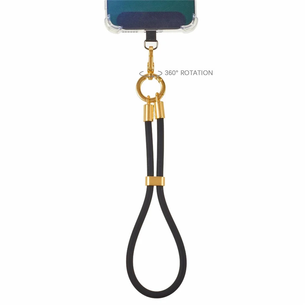 30cm Silicone Phone Lanyard Short Strap Adjustable Cord with Tether Tab - Black - 3