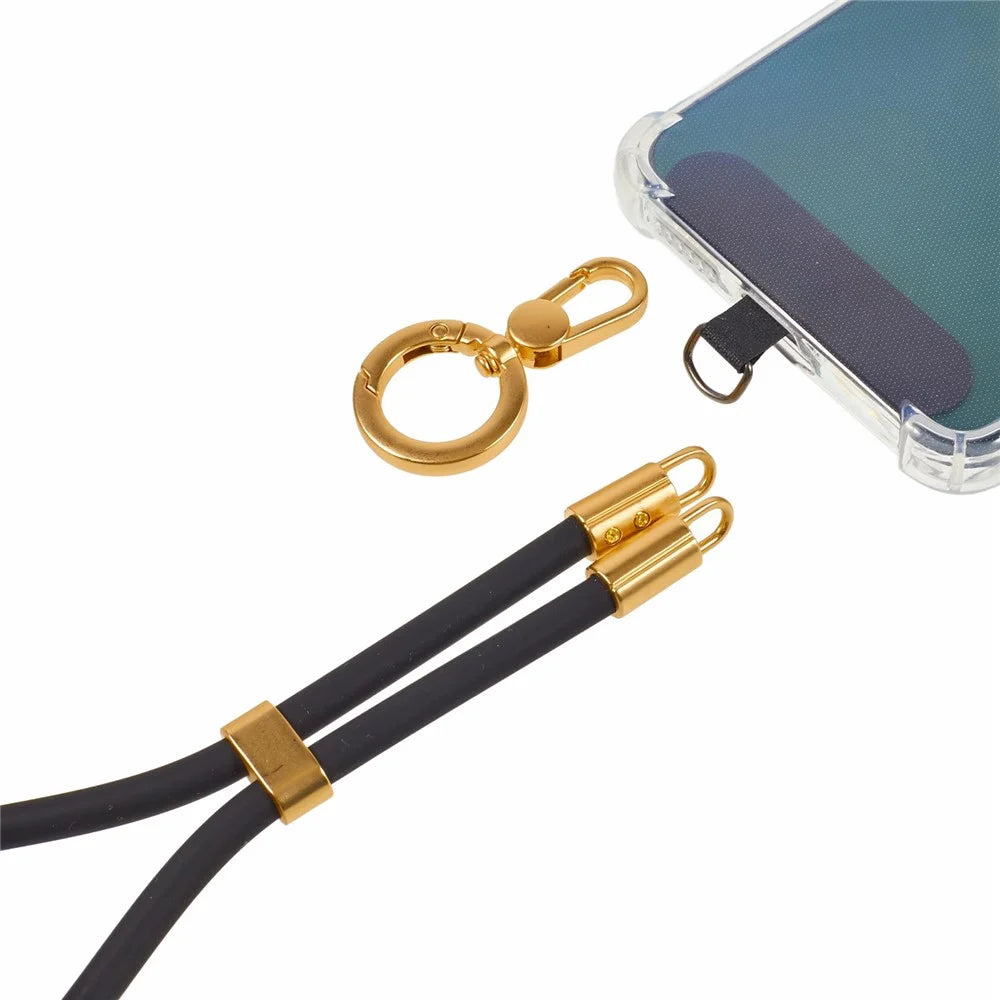 30cm Silicone Phone Lanyard Short Strap Adjustable Cord with Tether Tab - Black - 6