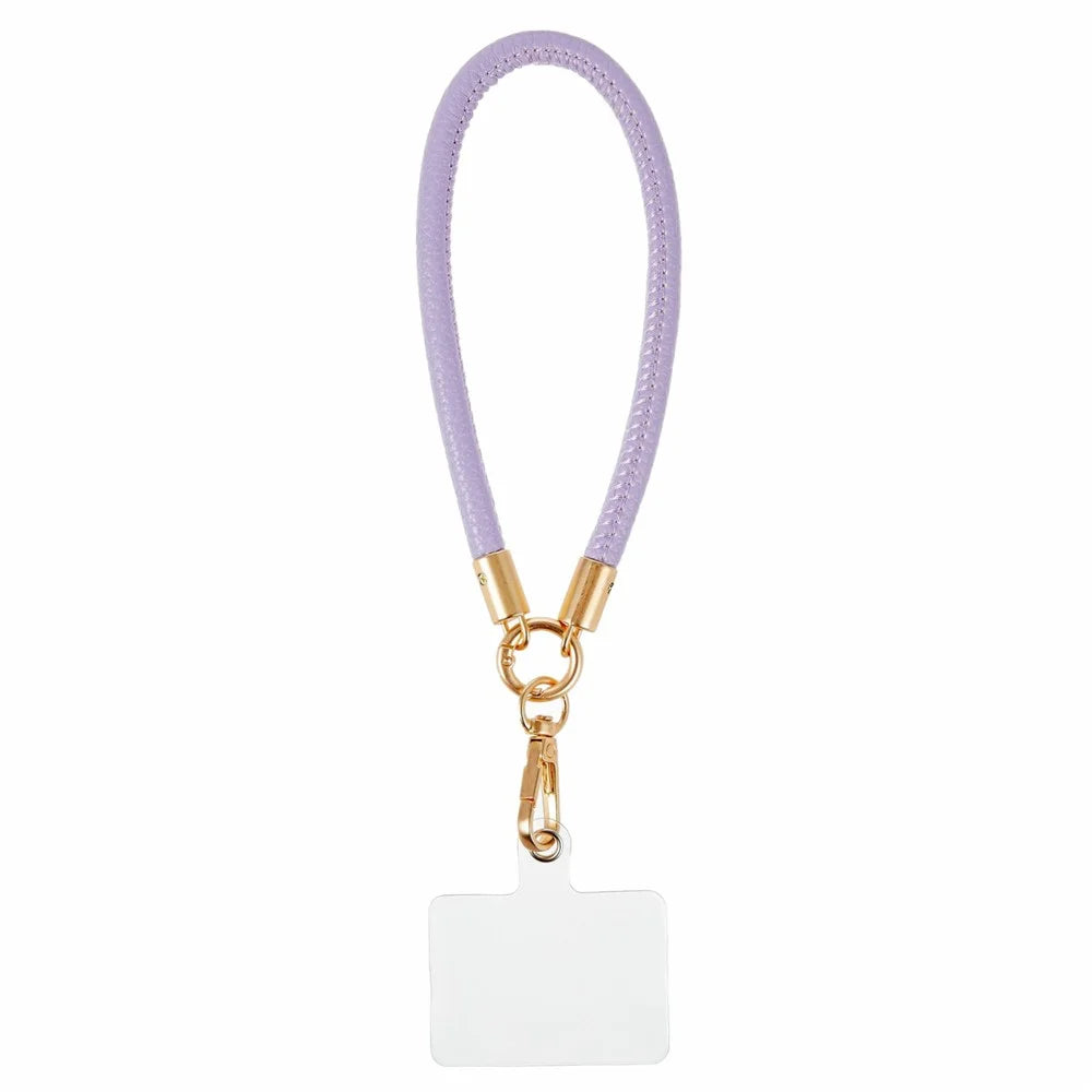PU Leather Phone Lanyard Strap Wrist Chain Metal Clasp Detachable for Smartphone Accessories - Purple - 1