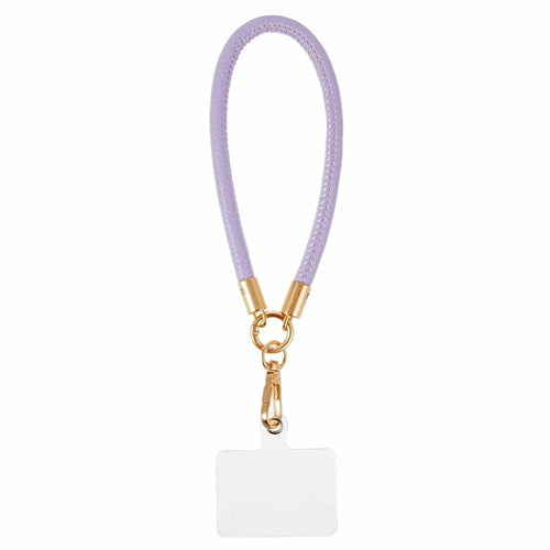 PU Leather Phone Lanyard Strap Wrist Chain Metal Clasp Detachable for Smartphone Accessories - Purple - 1