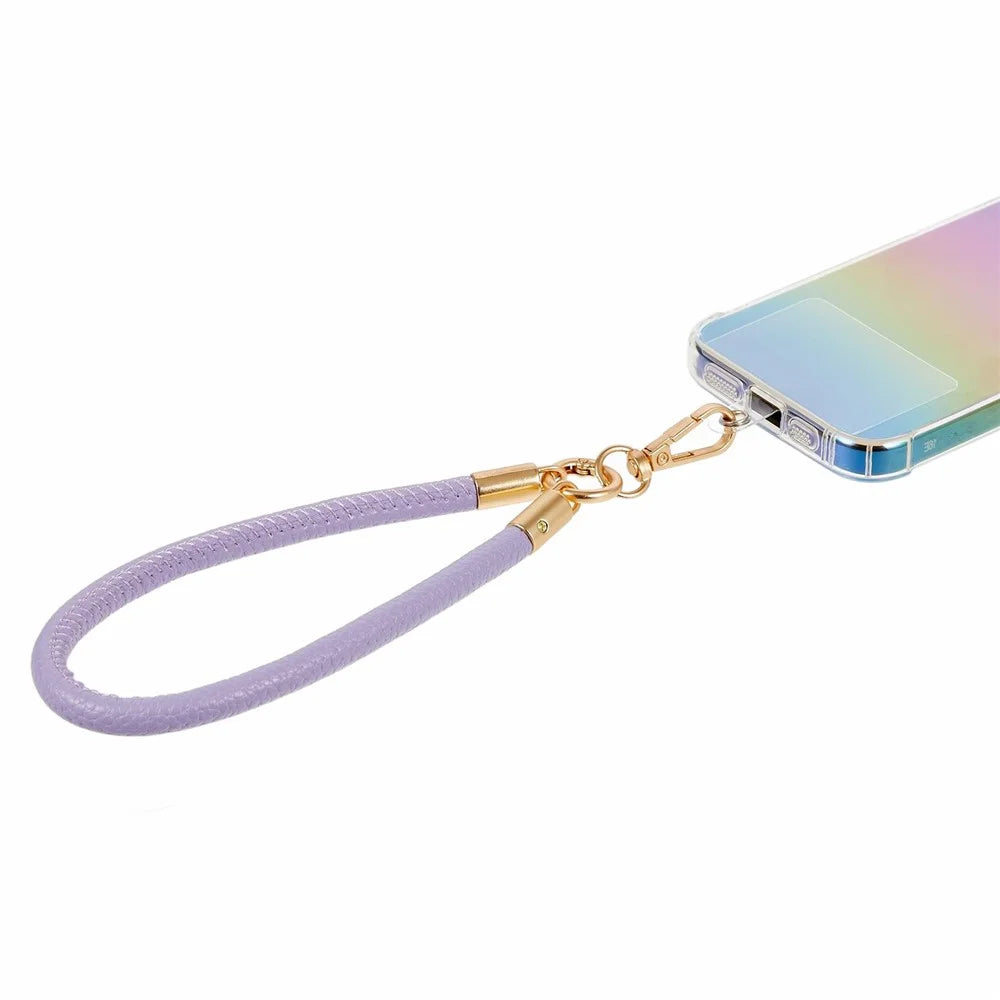 PU Leather Phone Lanyard Strap Wrist Chain Metal Clasp Detachable for Smartphone Accessories - Purple - 2