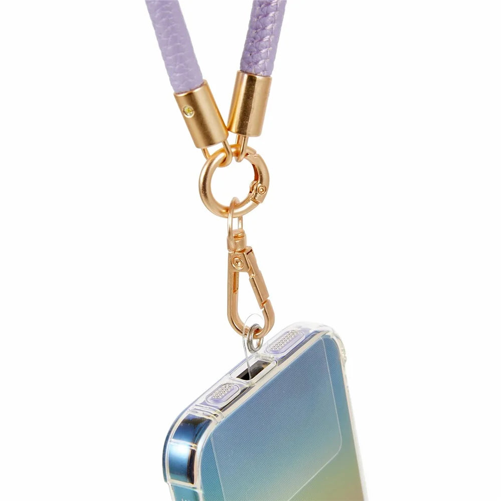 PU Leather Phone Lanyard Strap Wrist Chain Metal Clasp Detachable for Smartphone Accessories - Purple - 4