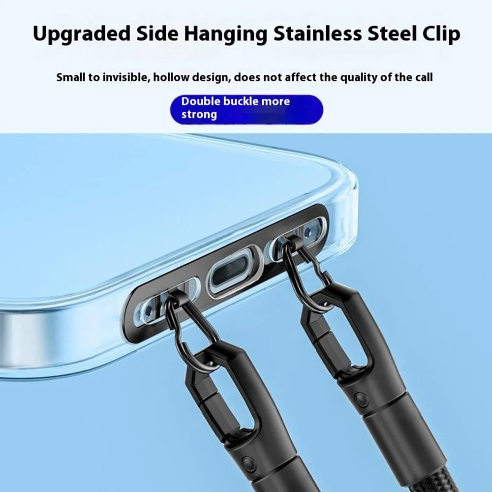 Phone Wrist Strap with Stainless Steel Tether Tab Double Buckle 360° Rotation Cell Phone Hand Lanyard - Black - 4