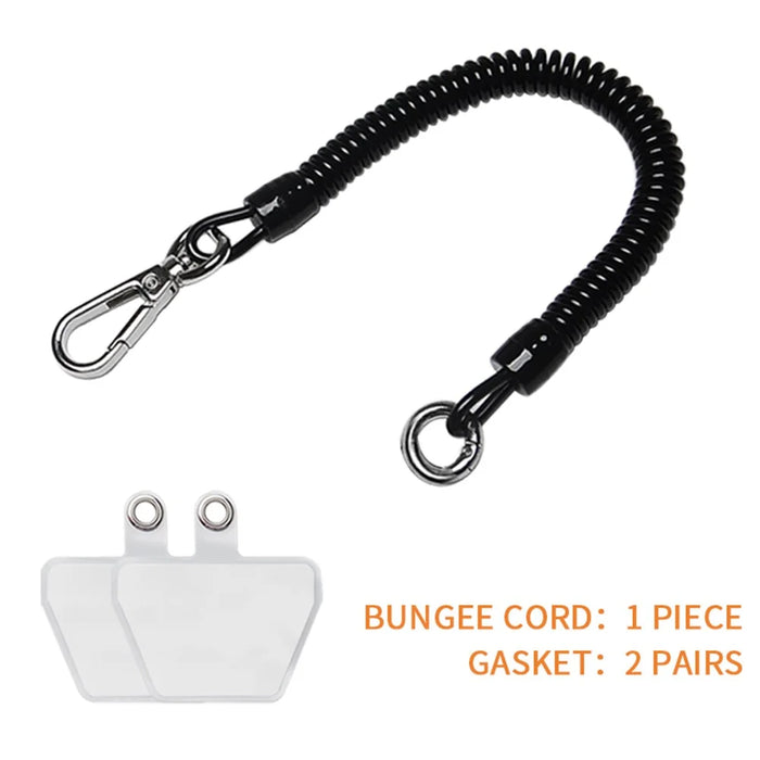 Retractable Phone Lanyard Universal Stretchy Wrist Strap with 2 Transparent Tether Patch - Black with 2 Transparent Tether Patch - 3