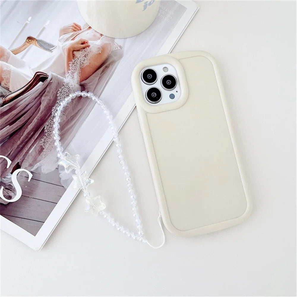 30cm Acrylic Clear Phone Case Lanyard Beaded Phone Chain Strap Mobile Accessories - Block Heart Butterfly - 3