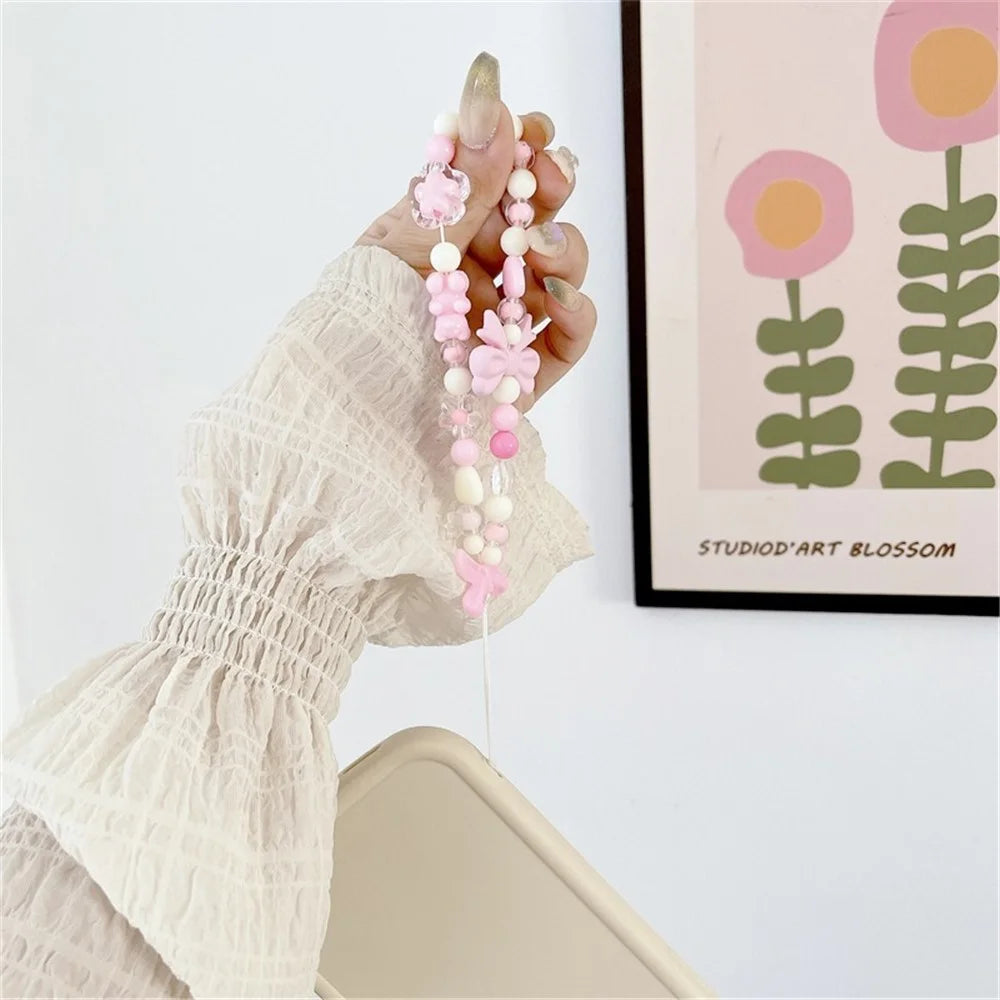Handmade Beaded Phone Strap Sweet Fresh Style Acrylic 25cm Phone Case Lanyard for Girls - Bear - 2