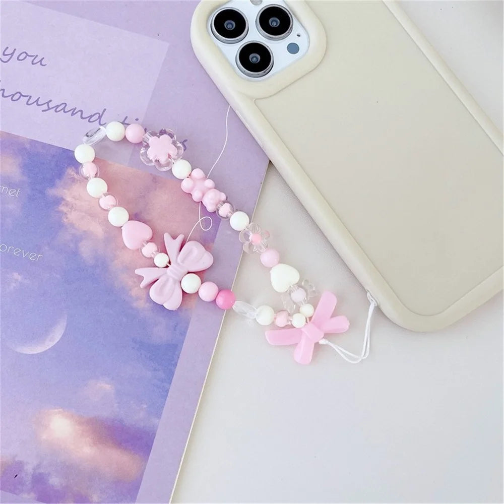 Handmade Beaded Phone Strap Sweet Fresh Style Acrylic 25cm Phone Case Lanyard for Girls - Bear - 3
