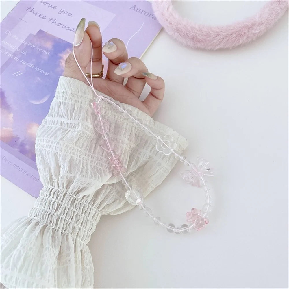 Handmade Beaded Phone Strap Sweet Fresh Style Acrylic 25cm Phone Case Lanyard for Girls - Bear - 4