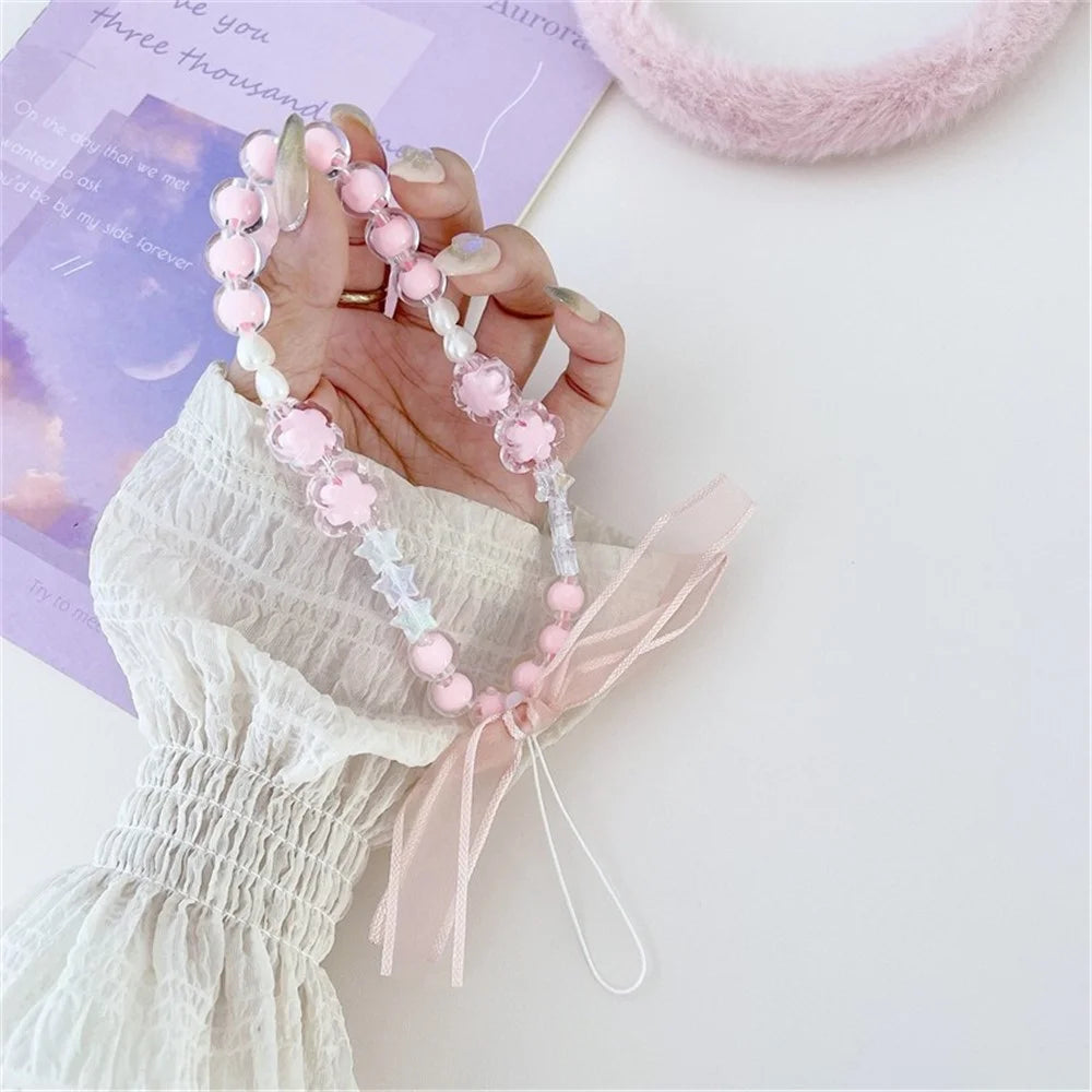 Handmade Beaded Phone Strap Sweet Fresh Style Acrylic 25cm Phone Case Lanyard for Girls - Bear - 5
