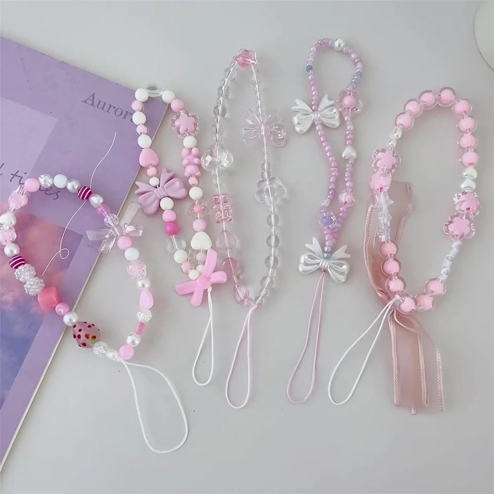 Handmade Beaded Phone Strap Sweet Fresh Style Acrylic 25cm Phone Case Lanyard for Girls - Bear - 6