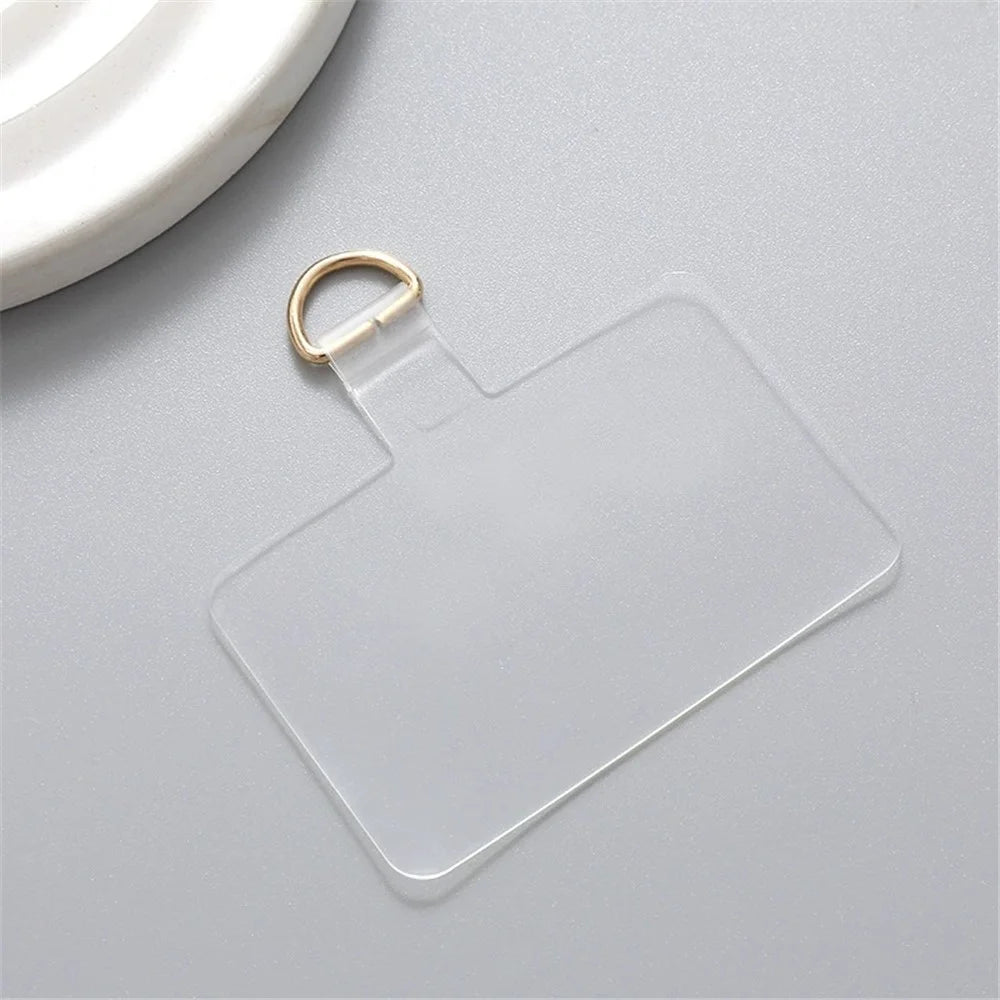 Clear Ultra Thin Phone Tether Tabs Anti-Lost Universal Phone Lanyard Patch for Mobile Devices - Square / Gold - 1