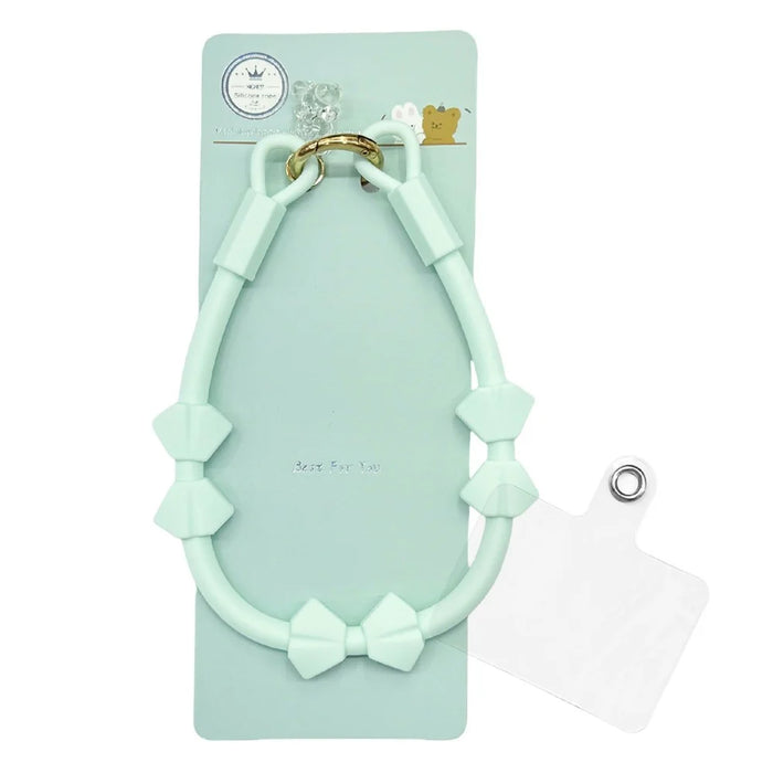 Silicone Butterfly Wrist Strap with Tether Tabs Cell Phone Cases Lanyard - Light Cyan - 5
