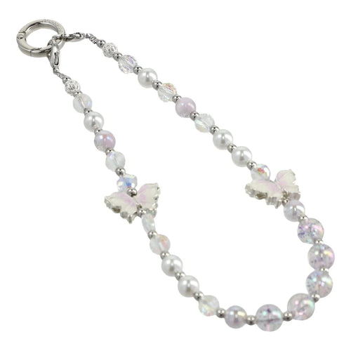 JAUCASE AJ033 Crystal Butterfly Phone Chain with Tether Tabs Colorful Beads Strap 30cm Length - 1