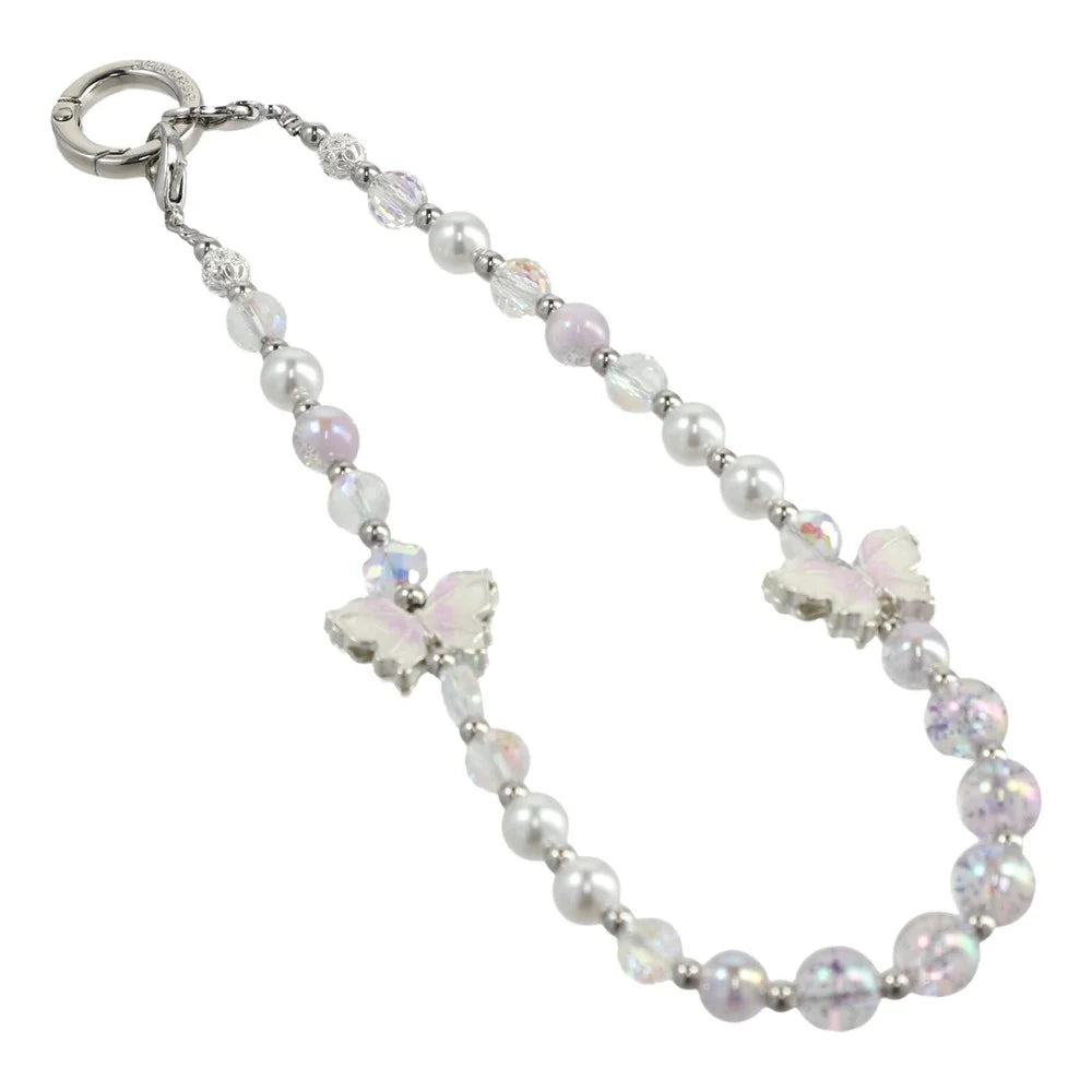JAUCASE AJ033 Crystal Butterfly Phone Chain with Tether Tabs Colorful Beads Strap 30cm Length - 1