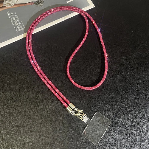 68cm Phone Case Strap Crossbody Chain Luxury Style Pendant Decorative Lanyard for Mobile Devices - Rose - 1