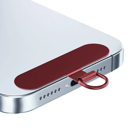 Stainless Steel Metal Phone Tether Tabs for Phone Cases Ultra Thin Universal Cellphone Lanyard Pad - Wine Red - 1