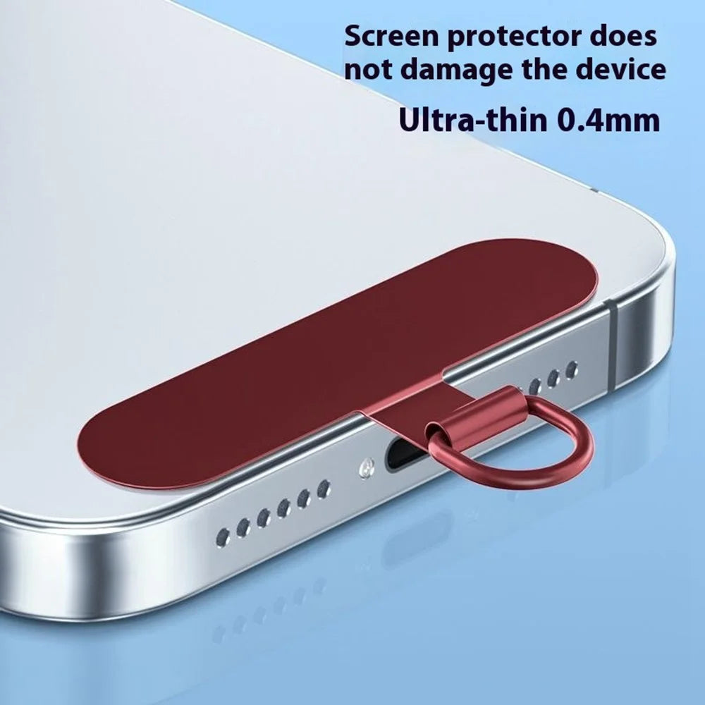 Stainless Steel Metal Phone Tether Tabs for Phone Cases Ultra Thin Universal Cellphone Lanyard Pad - Wine Red - 2