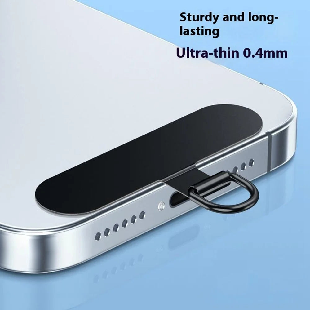Stainless Steel Metal Phone Tether Tabs for Phone Cases, Lanyard Patch Ultra Thin Design - Black - 2
