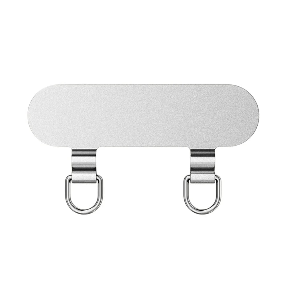 Ultra Thin Metal Phone Tether Tab with Double Clips for Phone Case, Lanyard Patch - Steel Color - 1