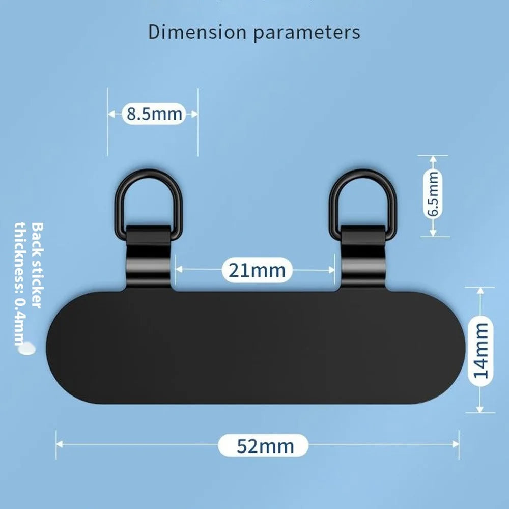 Ultra Thin Metal Phone Tether Tab with Double Clips for Phone Case, Lanyard Patch - Black - 4