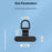 Mini Phone Case Tether Tabs Ultra Thin Metal Phone Lanyard Patch for Silent Hole / Charging Port - Black - 4