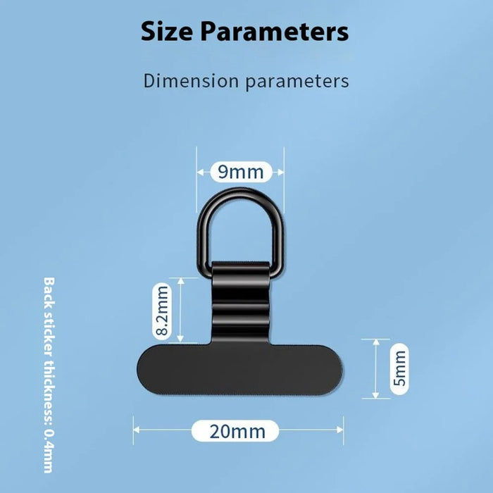 Mini Phone Case Tether Tabs Ultra Thin Metal Phone Lanyard Patch for Silent Hole / Charging Port - Black - 4