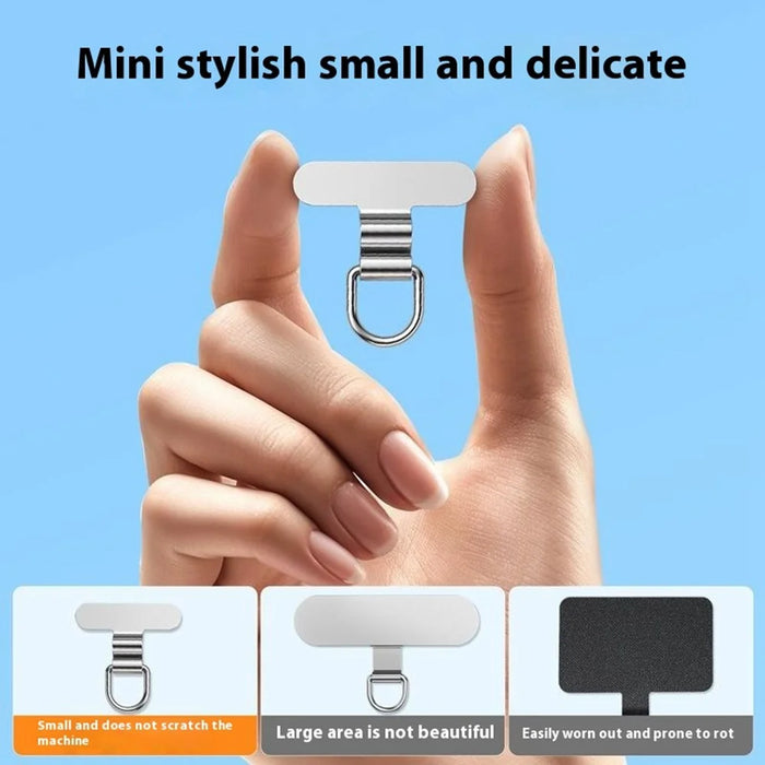 Mini Phone Case Tether Tabs Ultra Thin Metal Phone Lanyard Patch for Silent Hole / Charging Port - Silver - 3