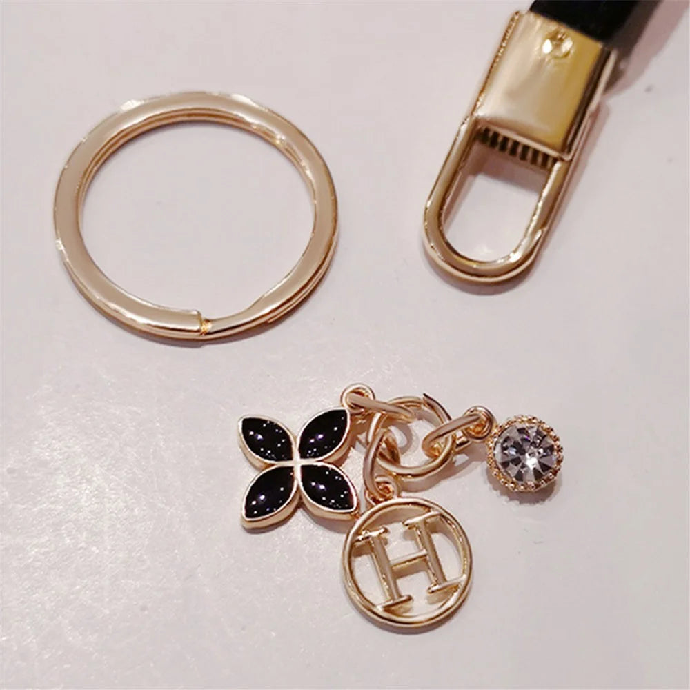 Universal Phone Lanyard Key Ring Cellphone Neck Strap Hanging Rope with Metal Clover Pendant - Light Pink - 6