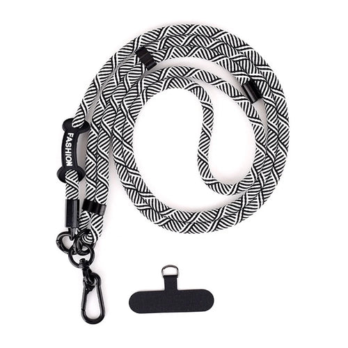 7mm Adjustable Phone Lanyard Neck Strap Anti-Lost Cross Body Phone Strap for Outdoor - Black / White Y Texture - 1