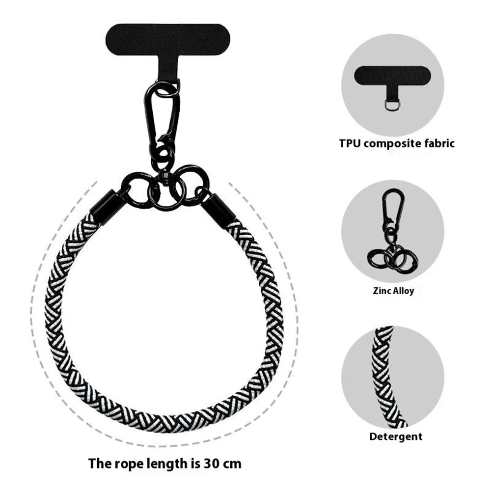 Phone Wrist Strap Short Braided Lanyard Detachable Anti-Lost Hanging Chain for Men / Women - Black - 3